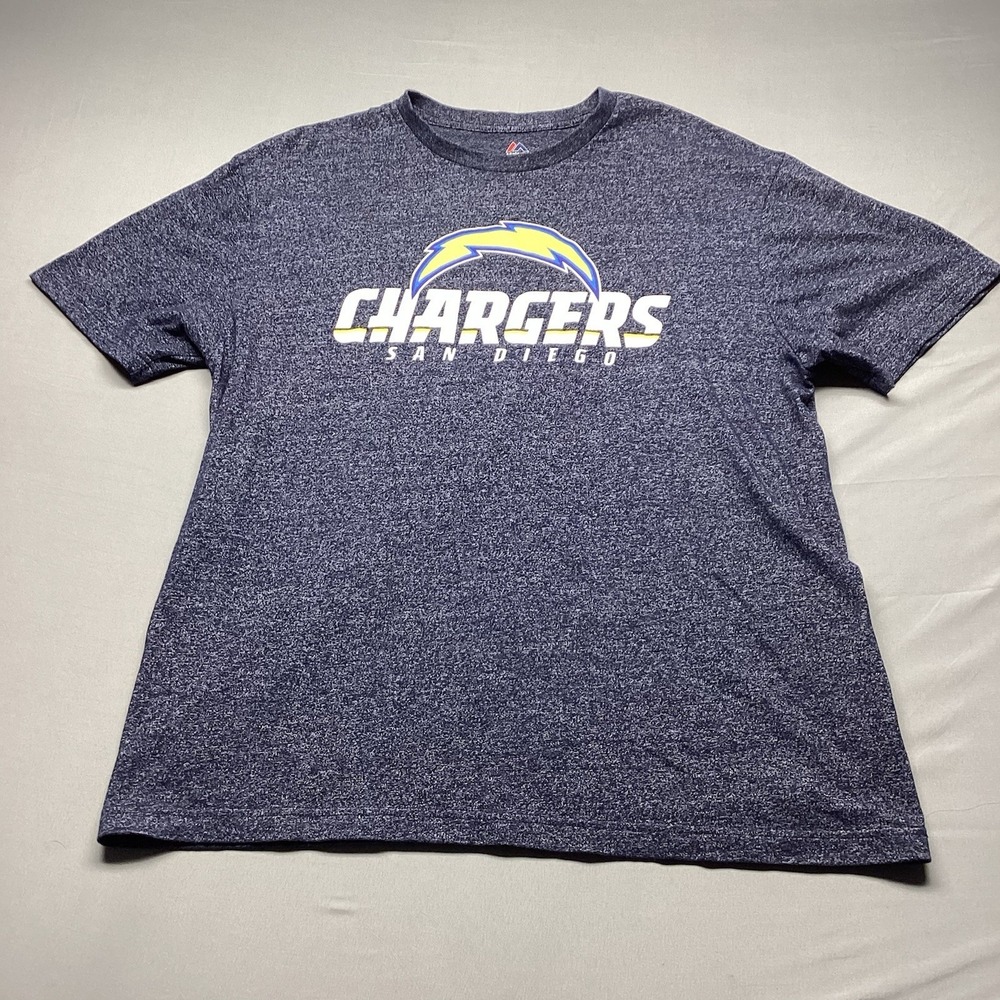 San Diego Chargers T Shirt Extra Large XL Majestic Throwback Football Navy Blue